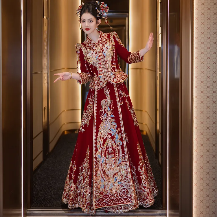 重工秀禾服2025新款大码胖mm新娘显瘦礼服中式嫁衣奢华出阁敬酒服