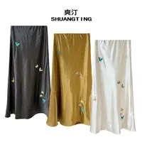 Jokara/丘可儿【蝶韵裾】 高级感新中式绣花缎面半身裙高腰国风A字