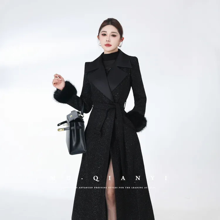 MD定制·杨千亿【慢调巴黎】2025冬季时尚休闲百搭翻领收腰加棉大衣