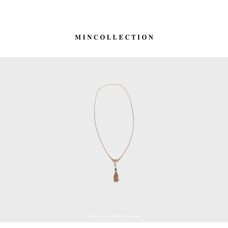铜合金吊坠 Min 法式复古金吊坠做旧流苏长项链55664