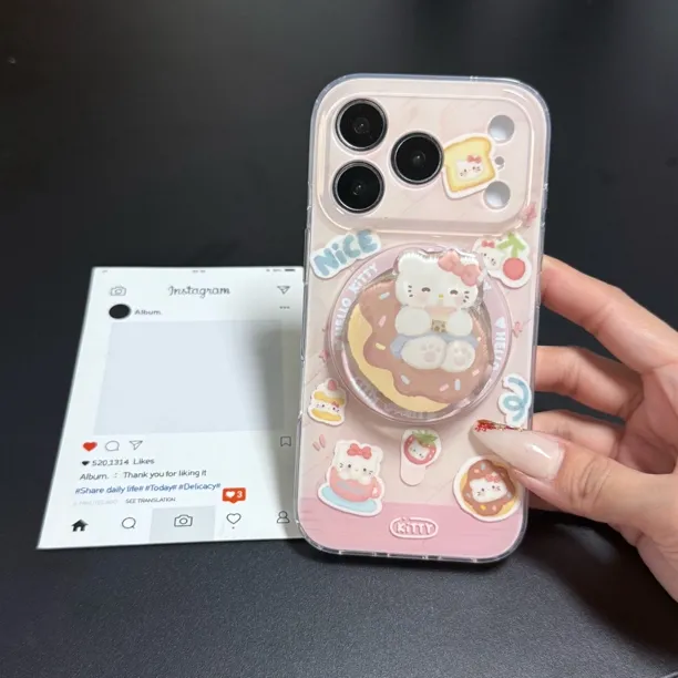 喵六家可爱奶茶甜甜圈Kitty imd 双层磁吸手机壳适用苹果 17/13
