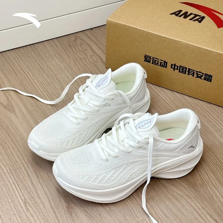 安踏叶子5叶子6跑鞋夏季厚底跑步鞋女鞋透气轻便回弹运动鞋增高鞋