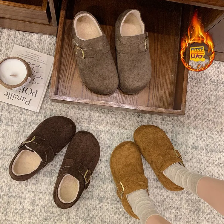 厚底加绒内增高全包勃肯鞋女鞋子2025新款秋一脚蹬博肯单鞋博肯鞋