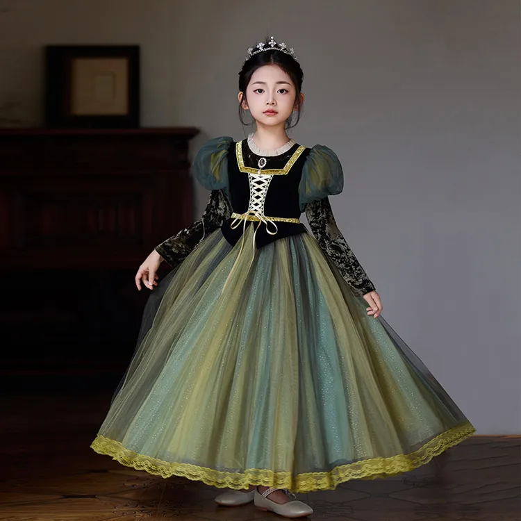 99582女童连衣裙新款儿童装礼服儿童公主裙长袖走秀小女孩气质裙