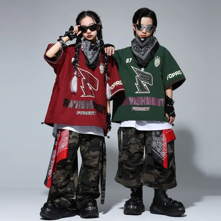街舞服装潮牌儿童hiphop炸街演出服男女童嘻哈少儿表演服6-12岁潮