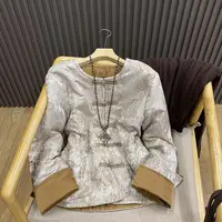 秋冬新中式棉麻提花盘扣夹棉外套气质复古保暖棉衣女W88139