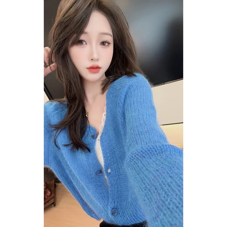 【陈陈私服】氛围感软糯马海毛毛衣洋气减龄显瘦长袖针织衫25091905