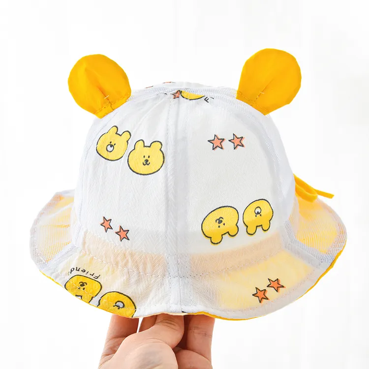 婴儿帽子薄款夏季男宝宝防晒帽新生小月龄遮阳帽外出婴幼儿渔夫帽