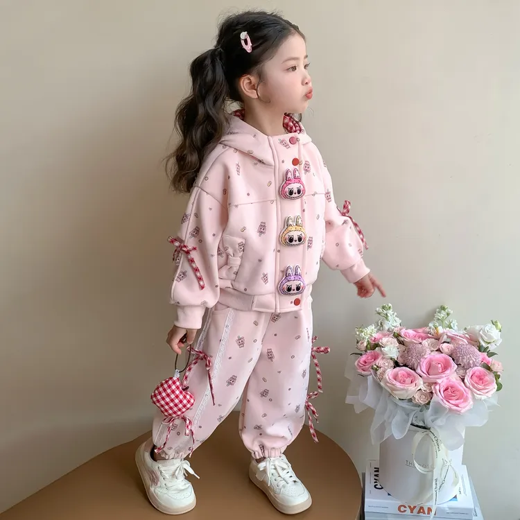 女童拉布布连帽套装秋季2025新款儿童炸街时髦两件套宝宝春秋衣服