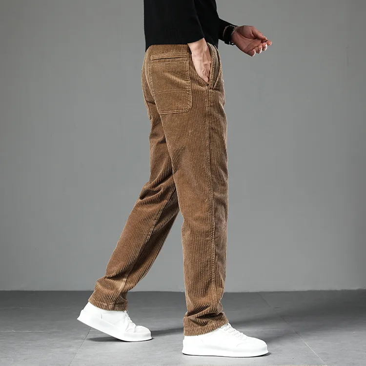 香港高端秋冬中年男士爆款宽松潮流百搭休闲直筒灯芯绒长裤