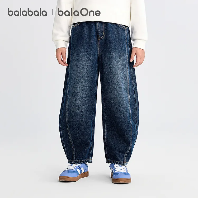 【balaOne】巴拉巴拉童装男童长裤儿童裤子2025秋装牛仔裤弯刀裤