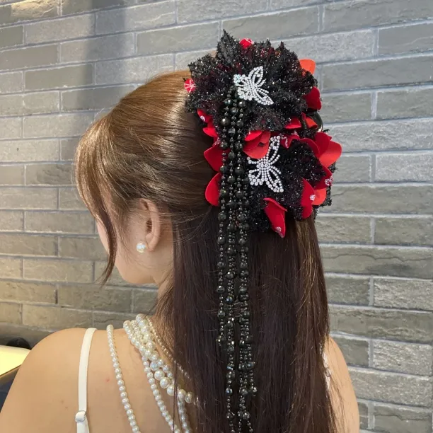 原创设计气质女抓夹发夹簪花发饰复古国风头饰手工