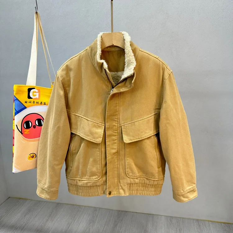 冬季新款美式复古加厚保暖立领棉服男士大码宽松休闲纯棉棉衣外套