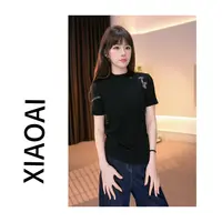 新款套装女 2025早春纯色镂空显瘦T恤 F014
