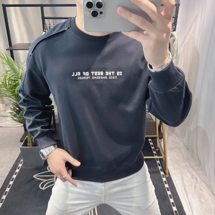 欧洲站宽松卫衣男2025春秋款个性设计感时尚圆领潮牌上衣男士长袖