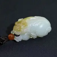 和田玉糖白招财貔貅手把件（Y）