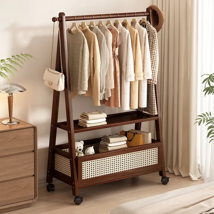 衣帽架网红卧室挂衣架落地式简易家用置物架房间可移动立式挂包架