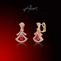 AIAX 镀k金 法国轻奢时尚经典百搭红色小裙子耳环TSL1541