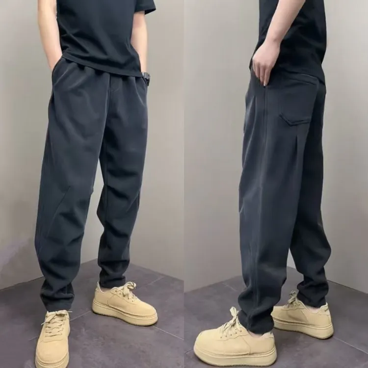 秋冬新款加绒韩版休闲裤青年男士百搭松紧腰哈伦裤帅气小脚直筒裤