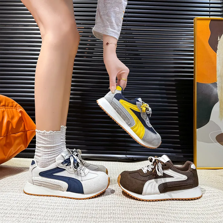 真皮德训鞋板鞋女款四季款新款百搭休闲板鞋阿甘鞋女V50