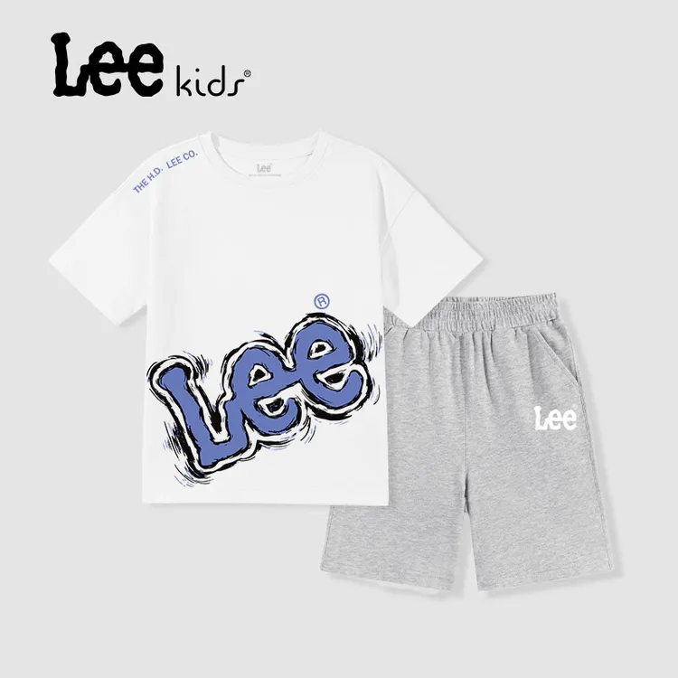 Leekids童装男童套装夏季2025新款儿童纯棉薄款短袖大童运动衣服
