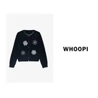 【Whoopi】【莉拉Lila】气质复古格雷系立体花朵针织衫假两件毛衣开衫