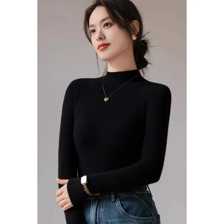 【品牌撤柜】清仓针织衫女半高领打底衫内搭秋冬百搭毛衣新款感中
