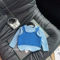 （真两件）女童秋季套装2025新款女洋气时髦秋装儿童韩版叠穿童装