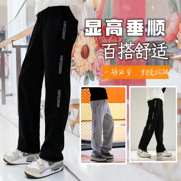 2025秋季新款男士休闲裤韩版时尚潮流学院风百搭学生宽松直筒长裤