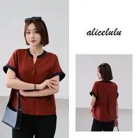 1alicelulu法式复古衬衫上衣气质拼接优雅显瘦通勤811095A