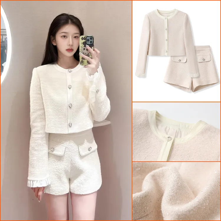 时尚套装女早春新款小香风辣妹纯欲短款外套短裤两件套洋气女衣服