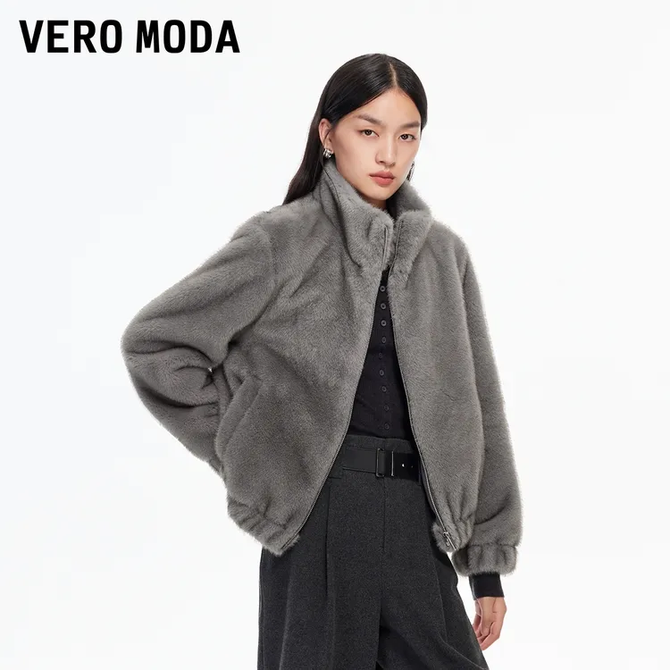 Vero Moda外套2025冬季新款泰迪毛绒短款立领外套时髦325448005