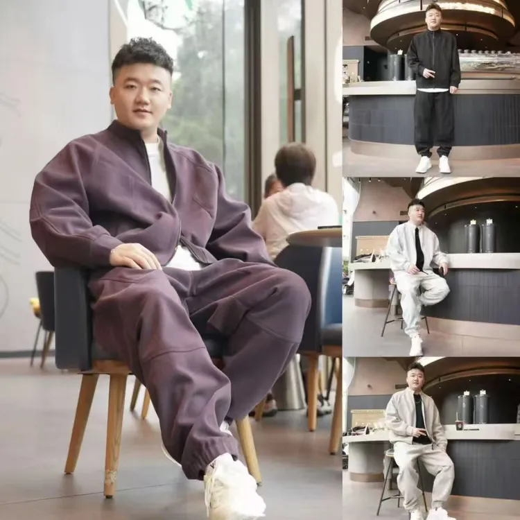  秋冬加厚纯色圆领运动套装上衣牛奶丝拉毛裤子加厚套装