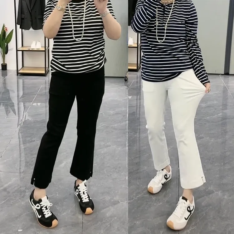 2025夏季薄款小微喇牛仔裤女高腰显瘦直筒九分裤休闲百搭胖mm裤子