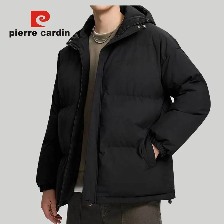 皮尔卡丹高端连帽棉衣加绒保暖加厚秋冬新款百搭宽松休闲棉服外套