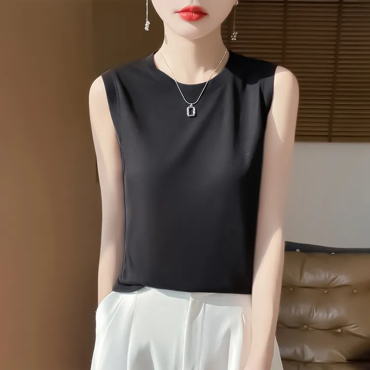 春夏超薄内搭吊带背心女遮副乳圆领无袖休闲风打底宽松气质短袖T