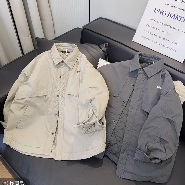 儿童加厚棉衣2025冬季新款男女童韩版简约休闲外套冬装翻领棉衣
