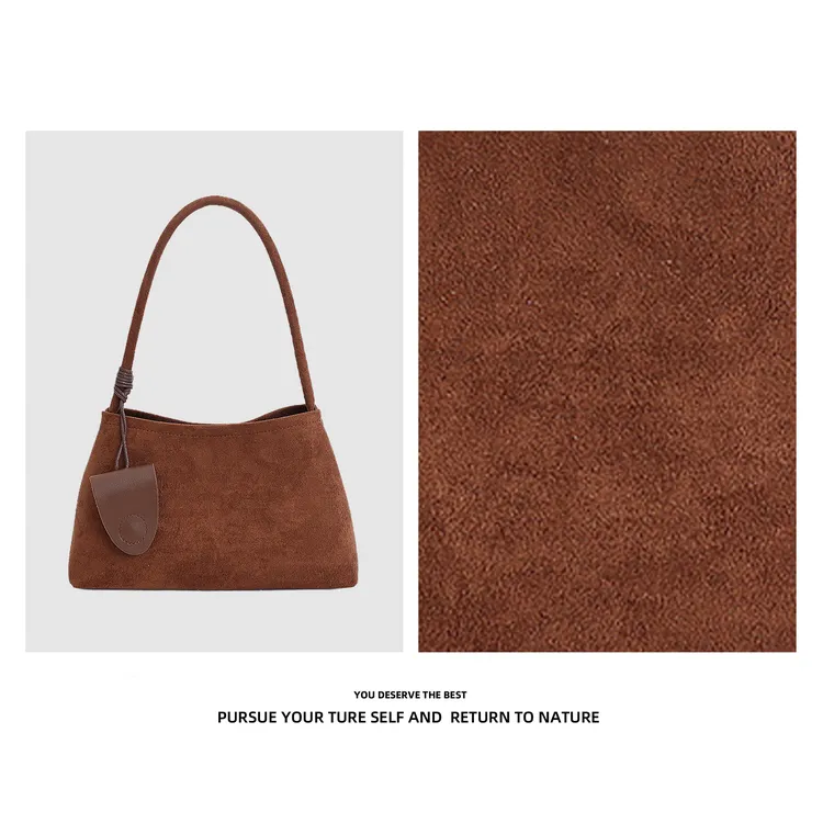 秋冬新款复古腋下包包时尚百搭高级感单肩包麂皮绒通勤单肩子母包