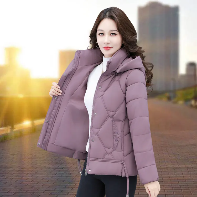 纯色中老年女装中老年紫红棉袄宽松中老年棉服棉衣
