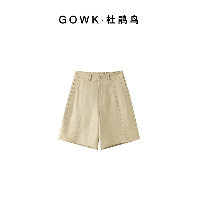 GOWK/杜鹃鸟轻薄透气防晒抗菌四分裤高腰遮胯显瘦日常百搭休闲裤商品图