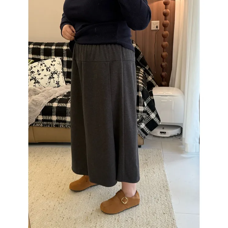 大阿娇 2025大码胖mm秋冬宽松工装直筒显瘦百搭休闲毛呢裙裤