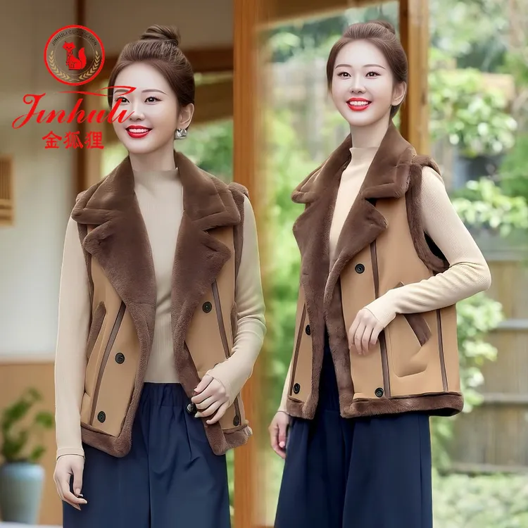 金狐狸2025秋冬时尚鼬鼠毛100%休闲风女装套装