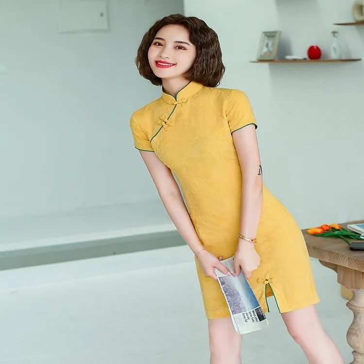 2024夏季新款时尚修身甜美少女日常中国风短款改良旗袍