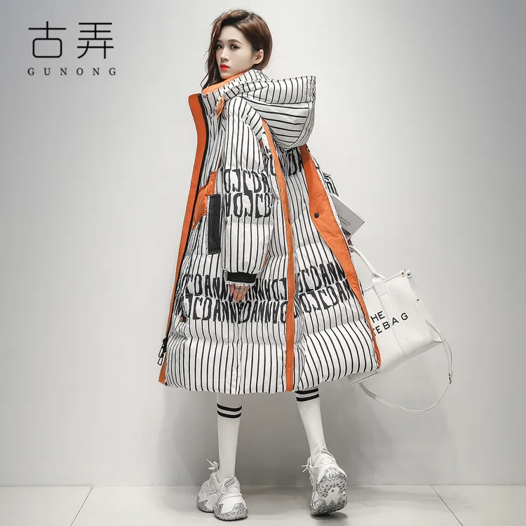 高端大牌过膝中长款羽绒服2025新款时尚百搭爆款白鸭绒保暖外套潮