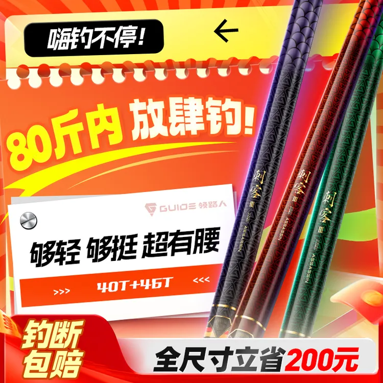 【革新之作】领路人刺客三代超轻超硬湖库综合大物鲢鳙鱼巨物竿