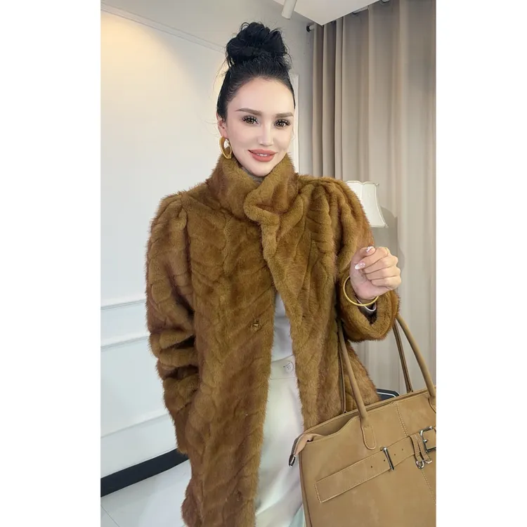 人造皮草 ADLA新款人造皮草外套立领中长款有里布外套仿水貂909