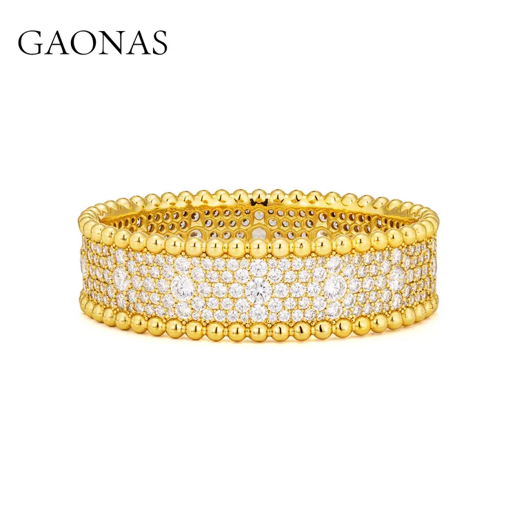 GAONAS 镀K金合成锆石手镯 沙漠美学金色时尚设计手镯11485SGO