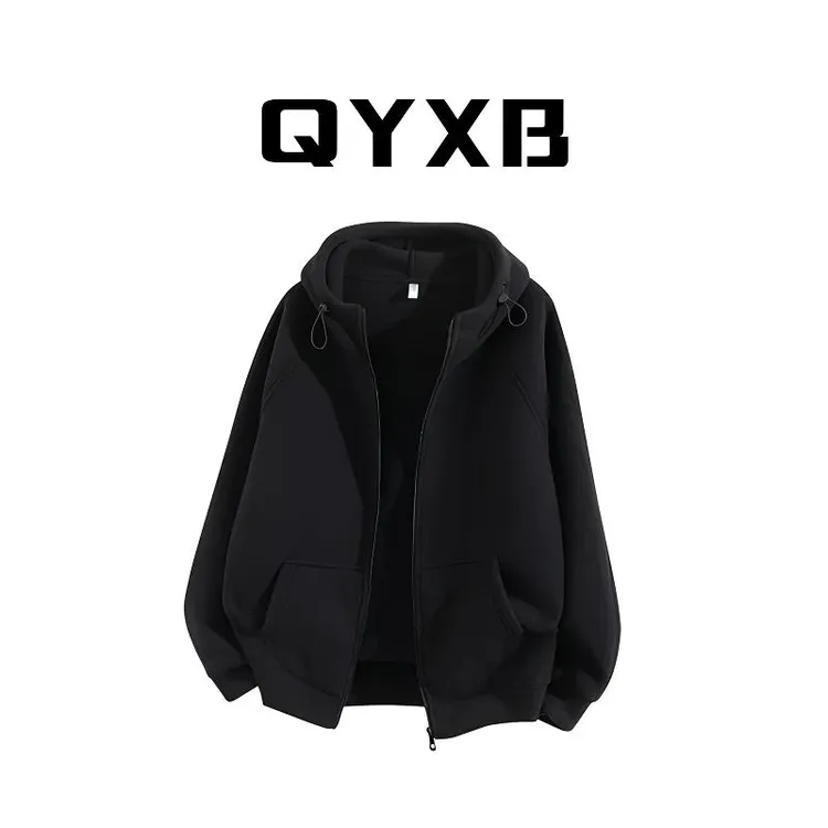 【品牌正品现货】QYXB连帽外套夹克男秋冬时尚休闲带帽卫衣宽松秋季