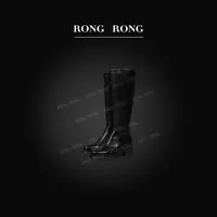 溶溶J RONGRONG  胎小牛皮英伦风轻奢长筒女士筒靴2406-1
