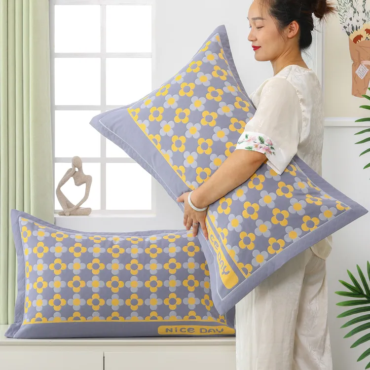 纯棉纱布枕套一对加厚新款高档枕头套透气吸汗枕芯套四季隔脏套